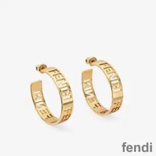 Fendi Small Forever Hoop Earrings In Metal Gold