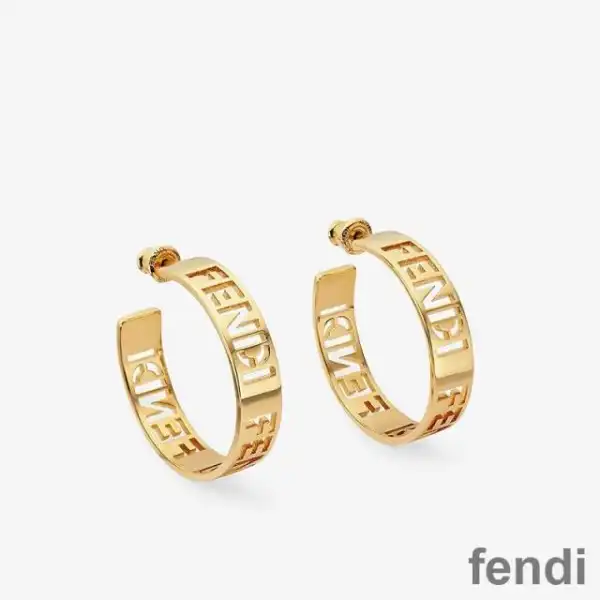 Cheap Fendi Small Forever Hoop Earrings In Metal Gold