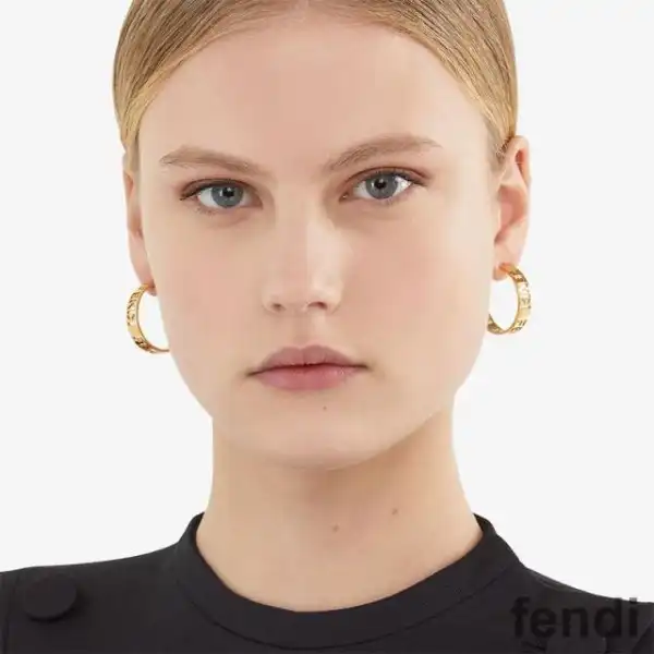 Cheap Fendi Small Forever Hoop Earrings In Metal Gold