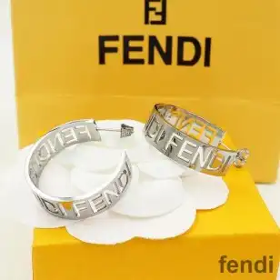 Fendi Small Forever Hoop Earrings In Metal Palladium