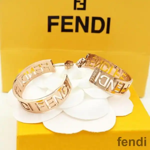 Affordable Fendi Small Forever Hoop Earrings In Metal Rose Gold