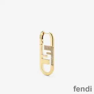 Fendi Small O'Lock Earrings In Crystal Metal Gold