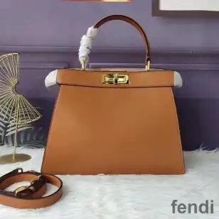 Fendi Small Peekaboo Iseeu Bag In Nappa Laether Brown