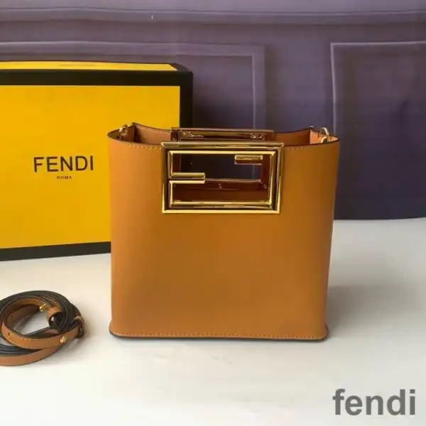 Cheap Fendi Small Way Bag In Calf Leather Brown