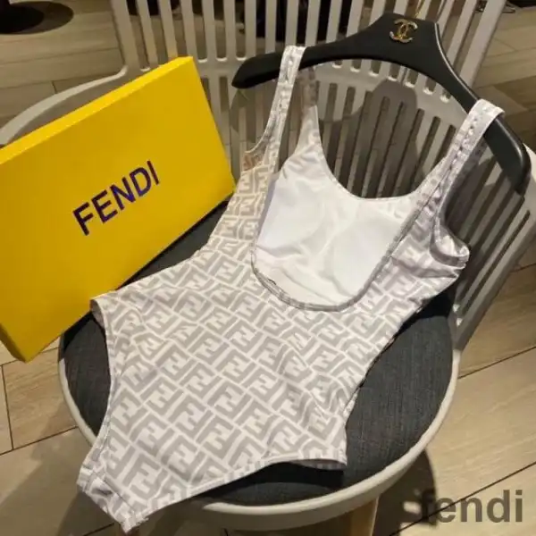 Cheap Fendi Swimsuit Girls Graphics FF Motif Lycra Grey