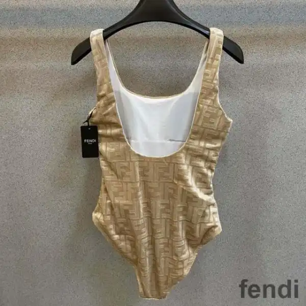 Affordable Fendi Swimsuit Women FF Motif Lycra Beige