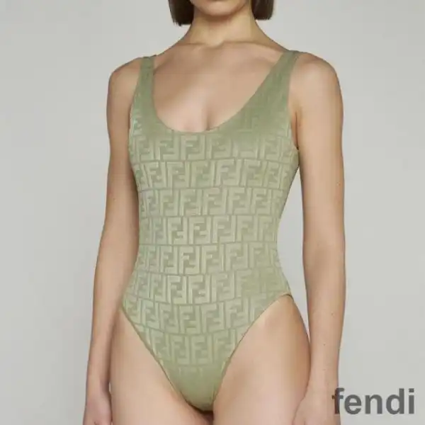 Affordable Fendi Swimsuit Women FF Motif Lycra Green