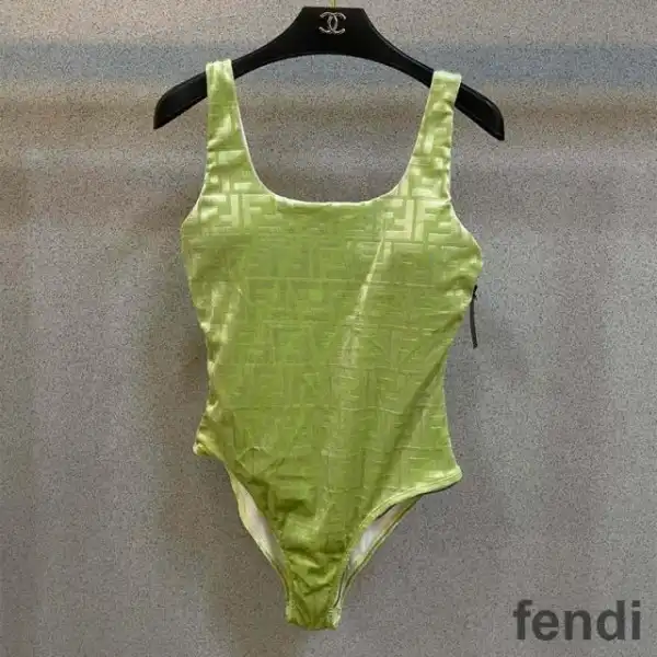 Affordable Fendi Swimsuit Women FF Motif Lycra Green