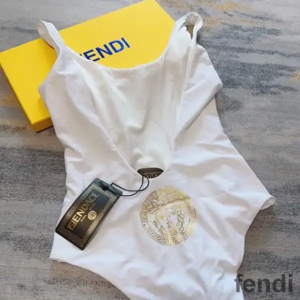 Affordable Fendi Swimsuit Women Fendace Motif Lycra White