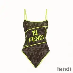 Fendi Swimsuit Women Fendi Roma Amor Motif Lycra Brown Green