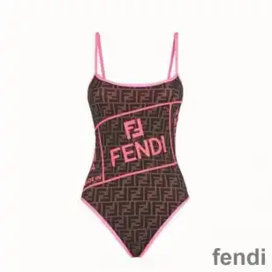 Fendi Swimsuit Women Fendi Roma Amor Motif Lycra Brown Pink