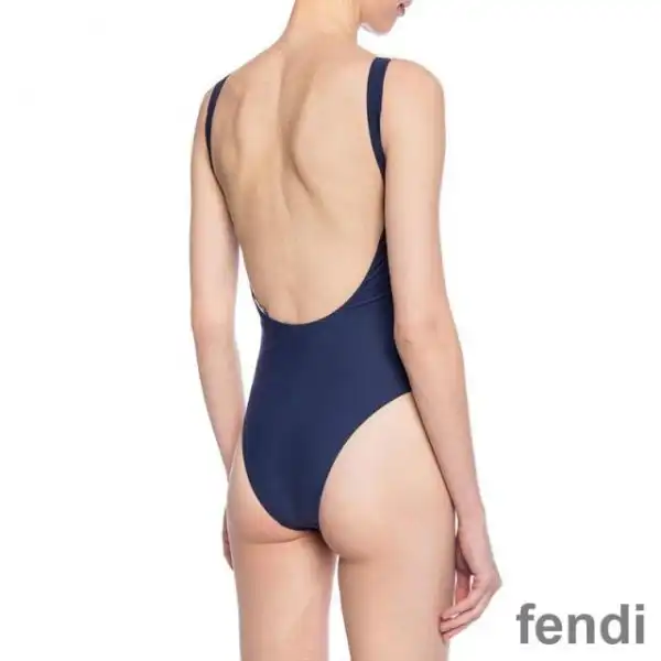 Cheap Fendi Swimsuit Women Fila Logo Motif Lycra White Blue