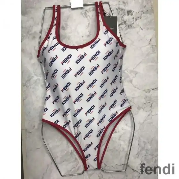 Cheap Fendi Swimsuit Women Fila Motif Lycra White Red