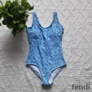 Fendi Swimsuit Women Graphic Logo Motif Lycra Sky Blue