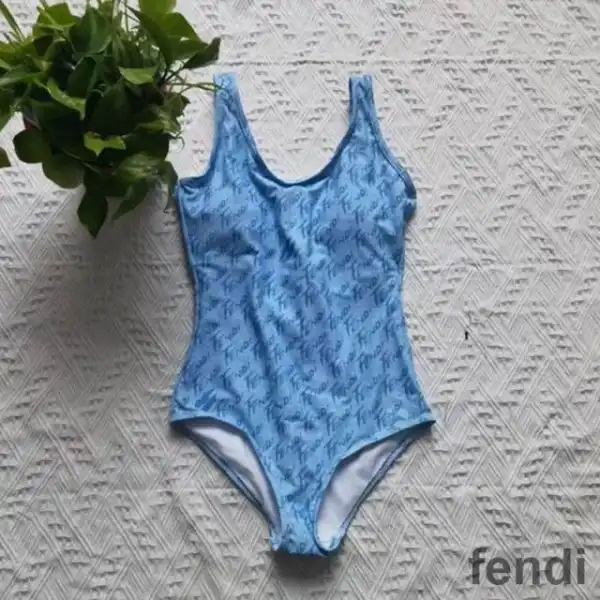 Cheap Fendi Swimsuit Women Graphic Logo Motif Lycra Sky Blue