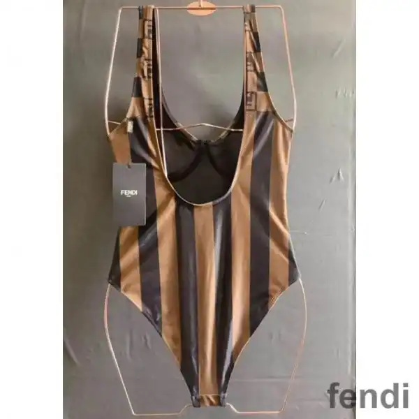 Cheap Fendi Swimsuit Women Vichy Pequin Motif Lycra Brown