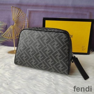 Fendi Toiletry Bag In FF Motif Fabric Black