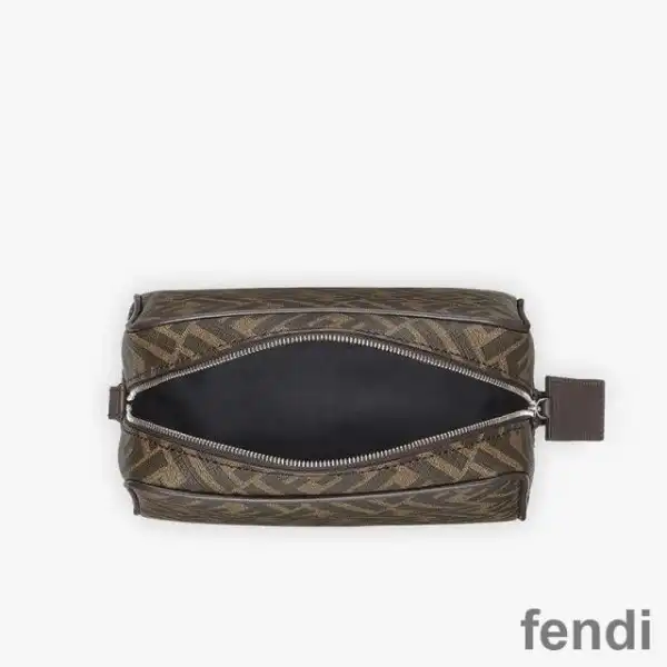 Cheap Fendi Toiletry Bag In FF Motif Fabric Brown