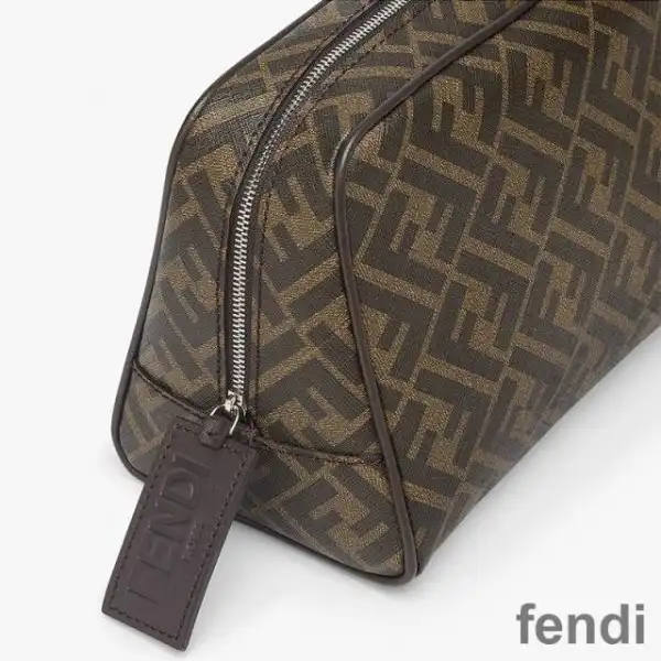 Cheap Fendi Toiletry Bag In FF Motif Fabric Brown