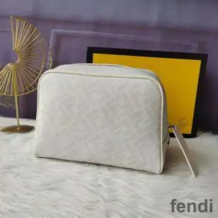 Fendi Toiletry Bag In FF Motif Fabric White