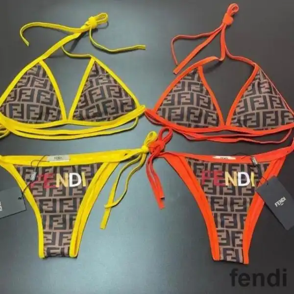 Affordable Fendi Triangle Bikini with Ties Women Fendi FF Motif Lycra