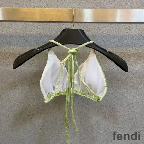 Affordable Fendi Triangular Bikini with Ties Women FF Motif Lycra Green