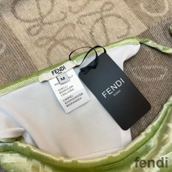 Affordable Fendi Triangular Bikini with Ties Women FF Motif Lycra Green