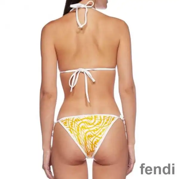 Affordable Fendi Triangular Bikini with Ties Women FF Vertigo Motif Lycra Yellow