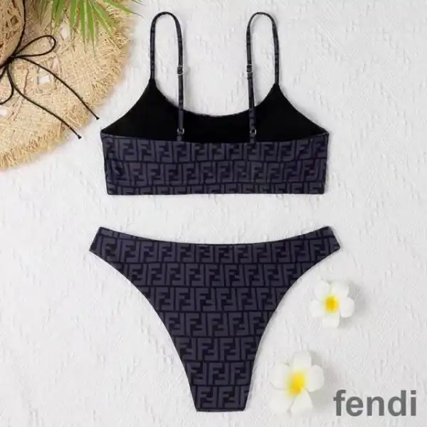 Cheap Fendi Underwear Set Women FF Motif Lycra Navy Blue