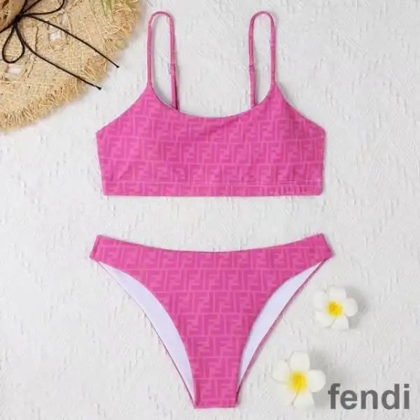 Affordable Fendi Underwear Set Women FF Motif Lycra Rose