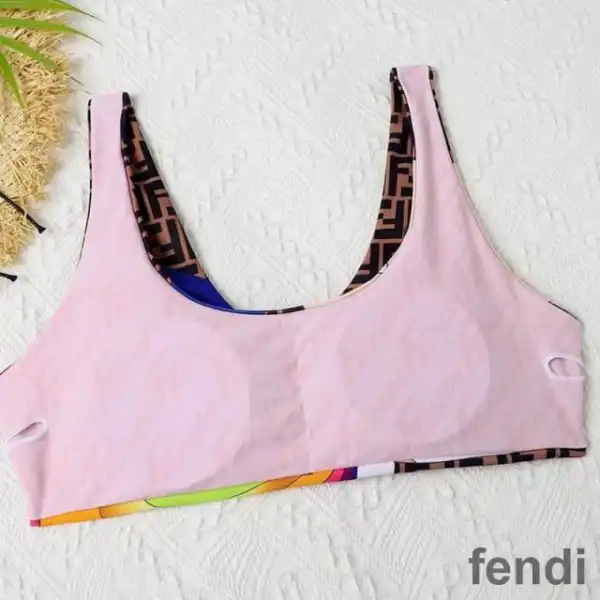 Affordable Fendi Underwear Set Women Rainbow Girl FF Motif Lycra Brown Pink