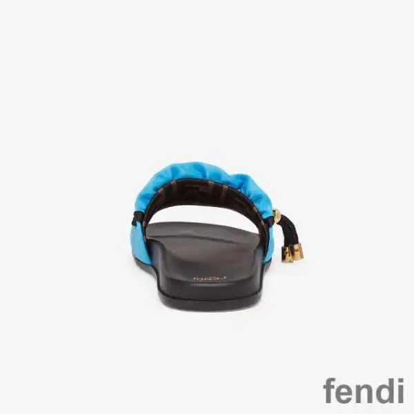 Cheap Fendi Vertigo Slides Women FF Motif Satin Blue