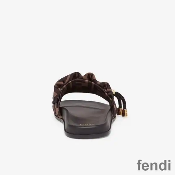 Cheap Fendi Vertigo Slides Women FF Motif Satin Brown