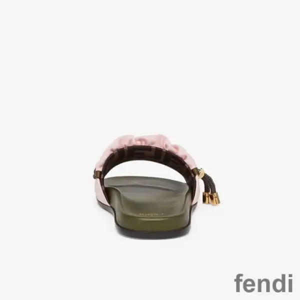 Cheap Fendi Vertigo Slides Women FF Motif Satin Pink