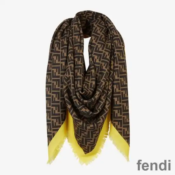 Affordable Fendirama FF Shawl In Silk Brown Yellow