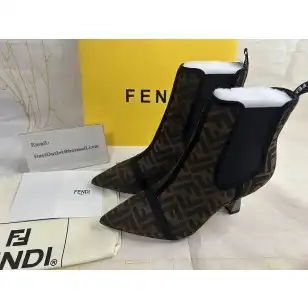 Fendi Colibri Ankle Booties 55mm Mesh Tulle FF Black Brown