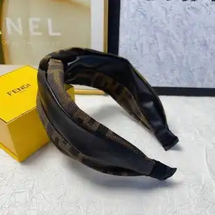 Fendi Headband FF Farbic Embossed with Leather Women Hairbands