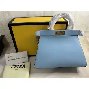 Fendi Small Peekaboo Iseeu Bag In Nappa Leather Sky Blue