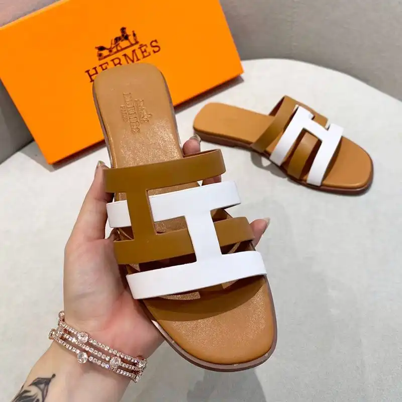 Hermes Amore Slides Women Calfskin In Brown