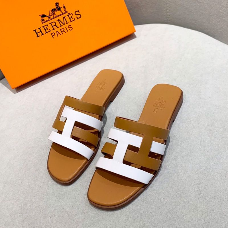 Hermes Amore Slides Women Calfskin In Brown