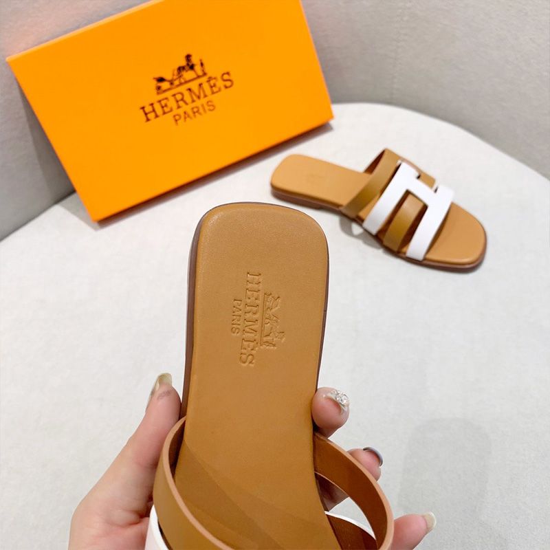 Hermes Amore Slides Women Calfskin In Brown