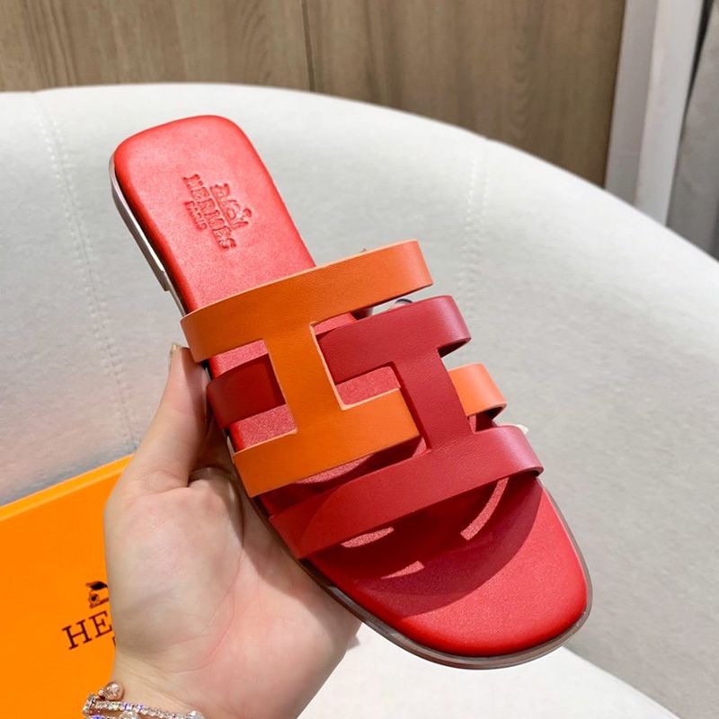 Hermes Amore Slides Women Calfskin In Red