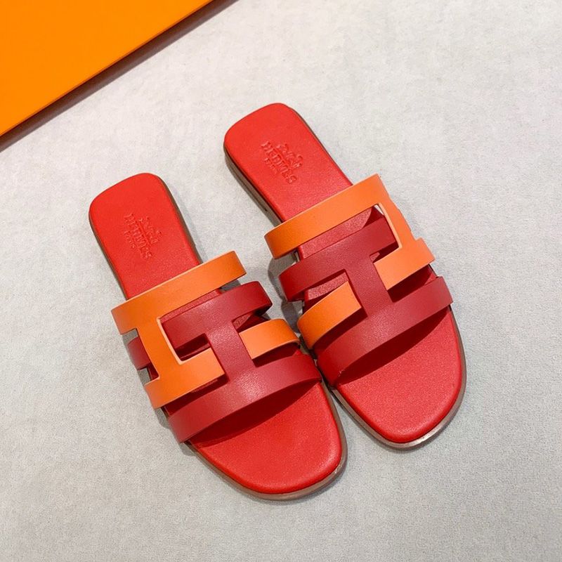 Hermes Amore Slides Women Calfskin In Red