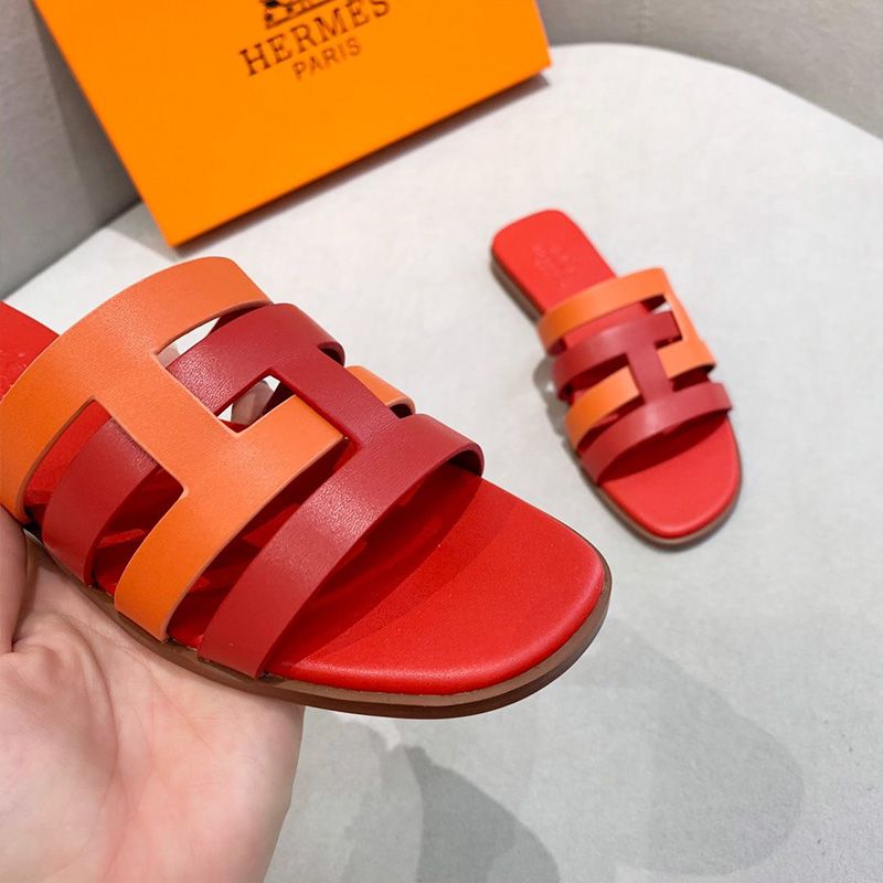 Hermes Amore Slides Women Calfskin In Red