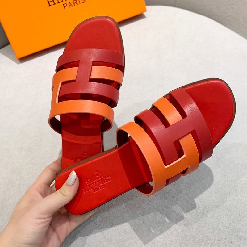 Hermes Amore Slides Women Calfskin In Red