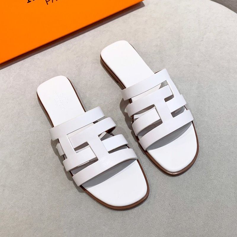 Hermes Amore Slides Women Calfskin In White