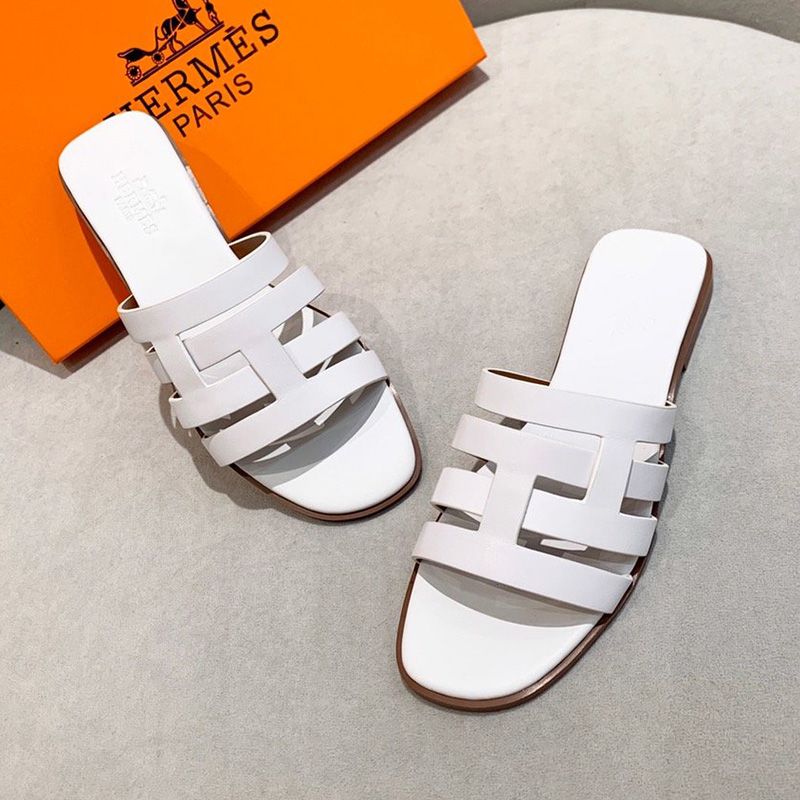 Hermes Amore Slides Women Calfskin In White