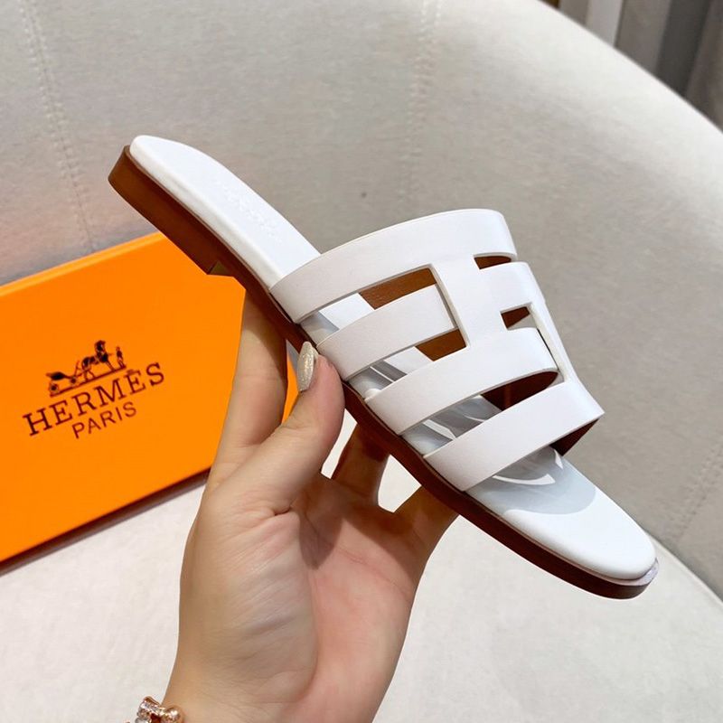 Hermes Amore Slides Women Calfskin In White