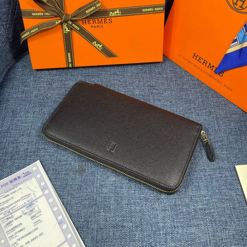 Hermes Azap Wallet Epsom Leather Gold Hardware In Black