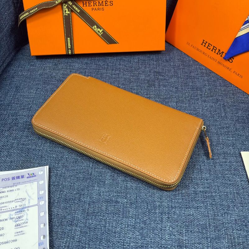 Hermes Azap Wallet Epsom Leather Gold Hardware In Brown